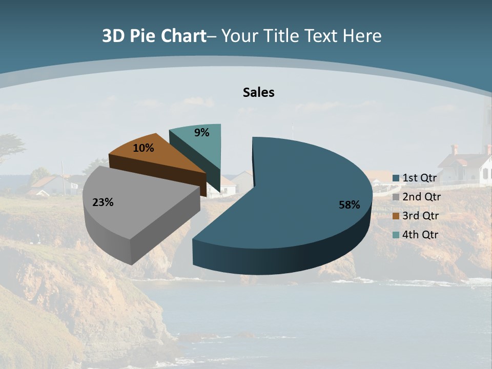 A Lighthouse On A Small Island In The Middle Of The Ocean PowerPoint Template