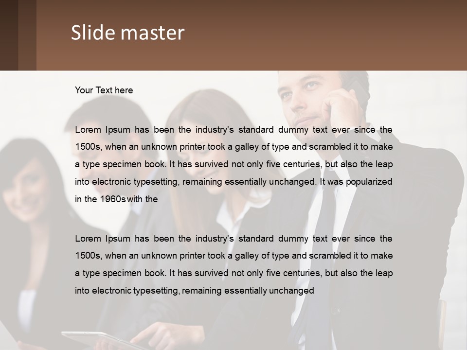 A Group Of People In Business Suits Are Talking On Their Cell Phones PowerPoint Template