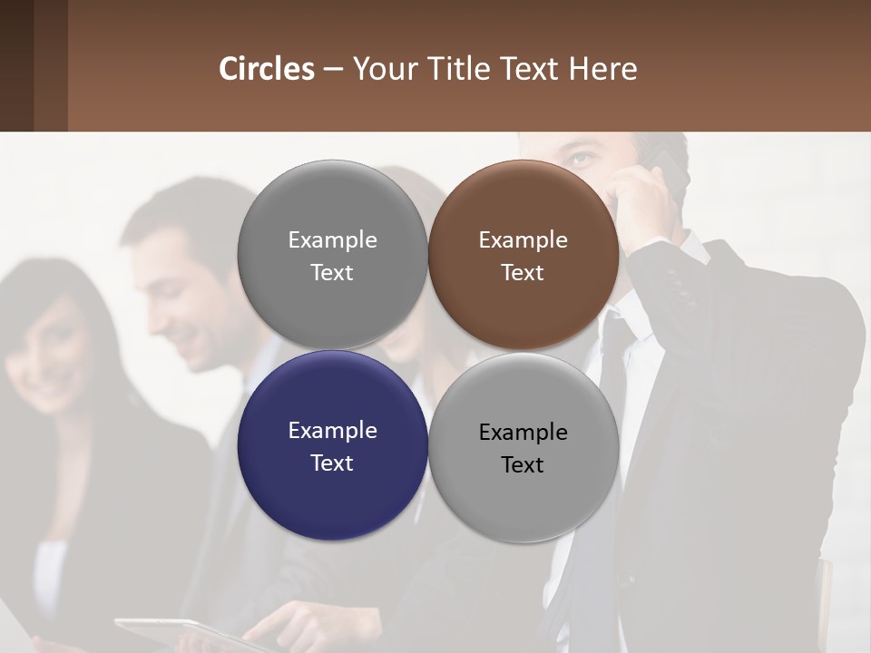 A Group Of People In Business Suits Are Talking On Their Cell Phones PowerPoint Template