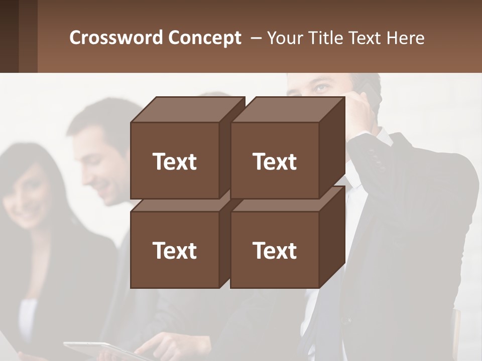 A Group Of People In Business Suits Are Talking On Their Cell Phones PowerPoint Template