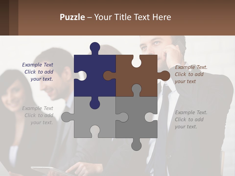A Group Of People In Business Suits Are Talking On Their Cell Phones PowerPoint Template