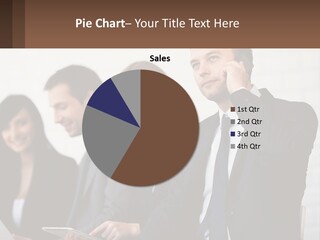 A Group Of People In Business Suits Are Talking On Their Cell Phones PowerPoint Template