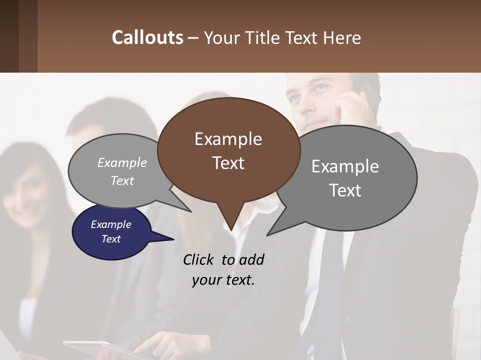 A Group Of People In Business Suits Are Talking On Their Cell Phones PowerPoint Template