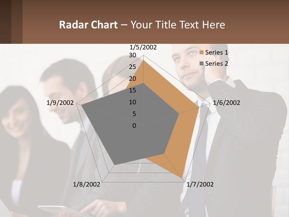 A Group Of People In Business Suits Are Talking On Their Cell Phones PowerPoint Template