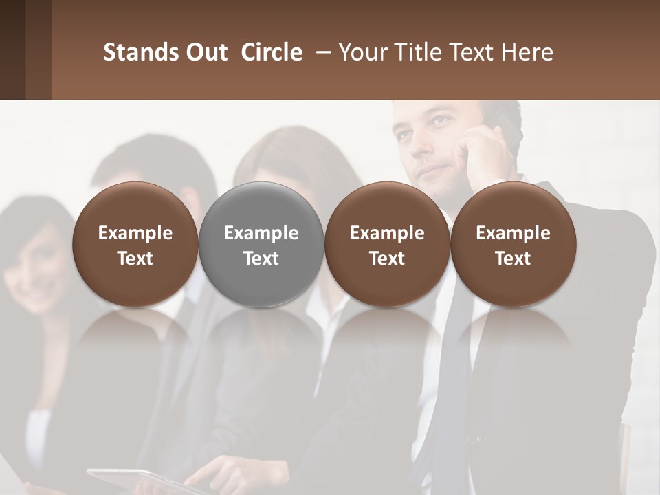 A Group Of People In Business Suits Are Talking On Their Cell Phones PowerPoint Template