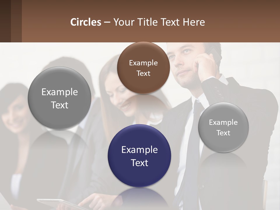 A Group Of People In Business Suits Are Talking On Their Cell Phones PowerPoint Template