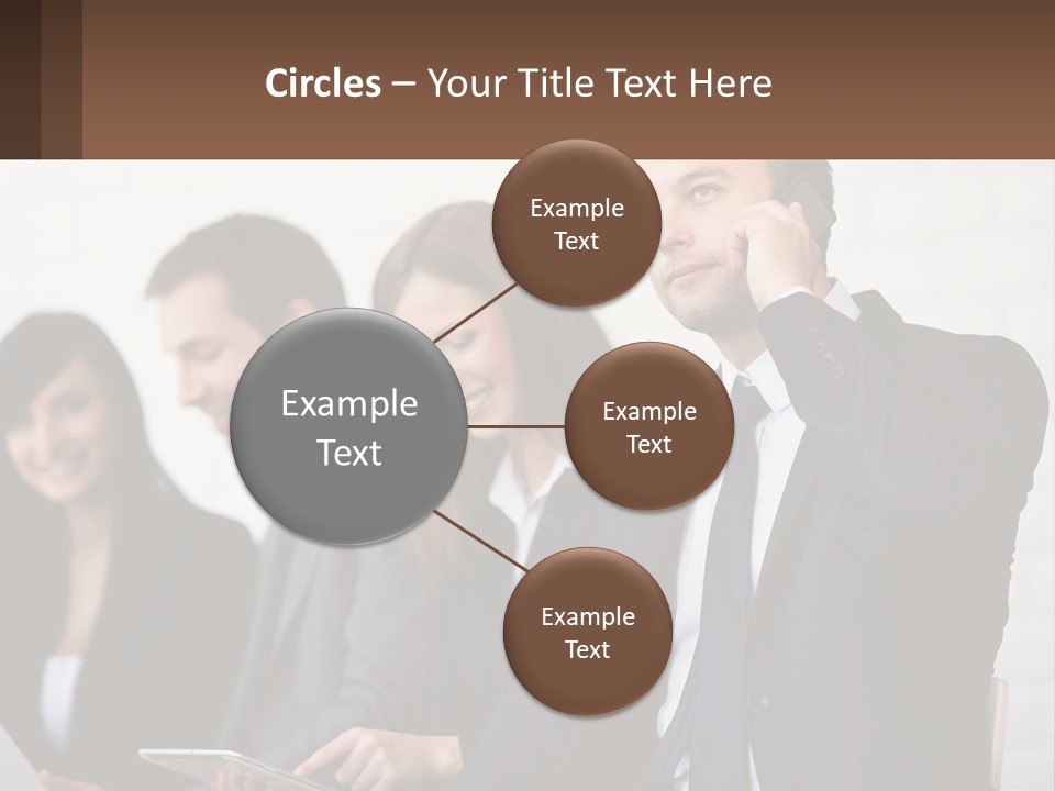 A Group Of People In Business Suits Are Talking On Their Cell Phones PowerPoint Template