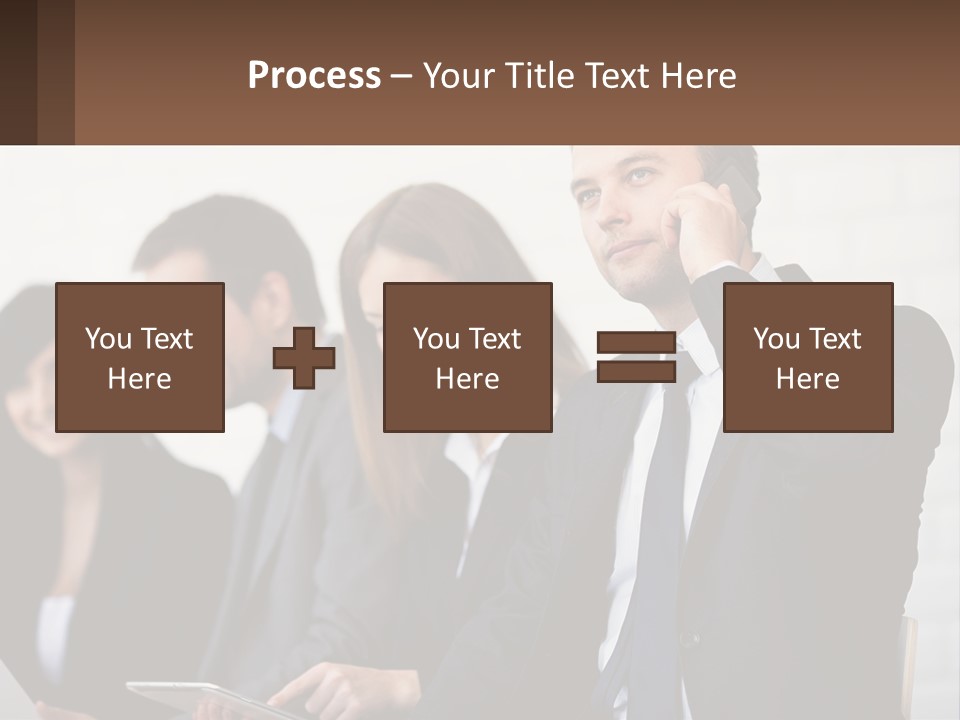 A Group Of People In Business Suits Are Talking On Their Cell Phones PowerPoint Template