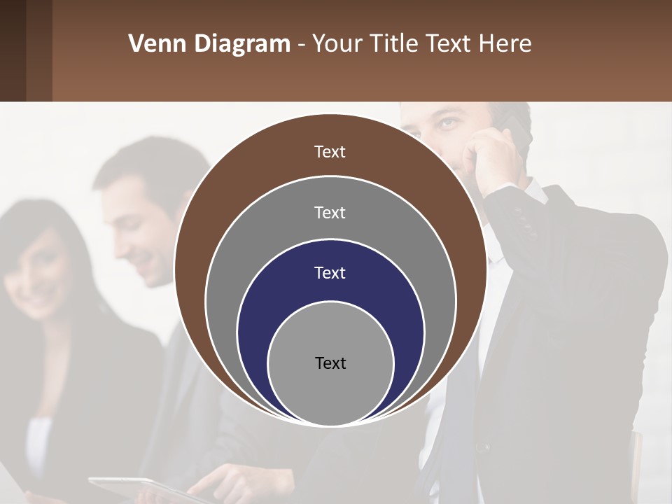 A Group Of People In Business Suits Are Talking On Their Cell Phones PowerPoint Template