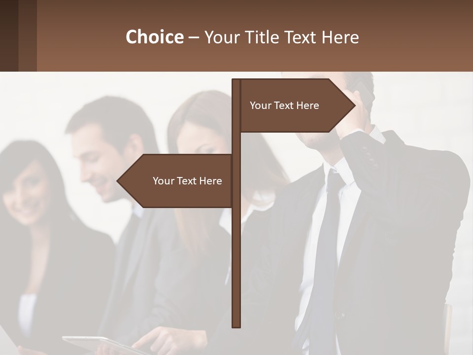 A Group Of People In Business Suits Are Talking On Their Cell Phones PowerPoint Template