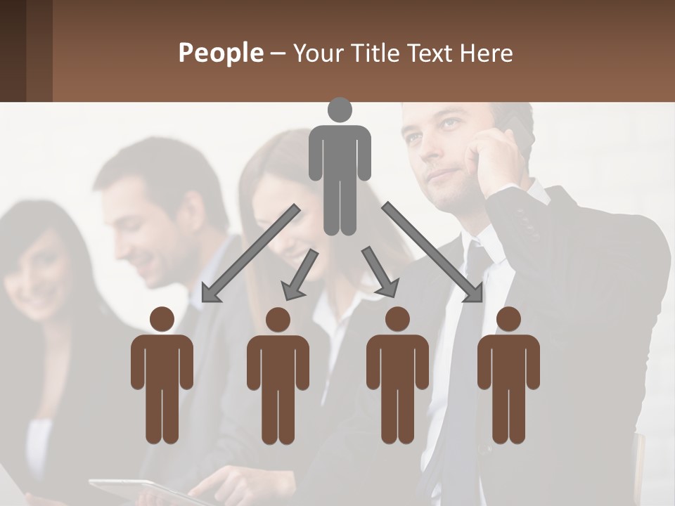 A Group Of People In Business Suits Are Talking On Their Cell Phones PowerPoint Template