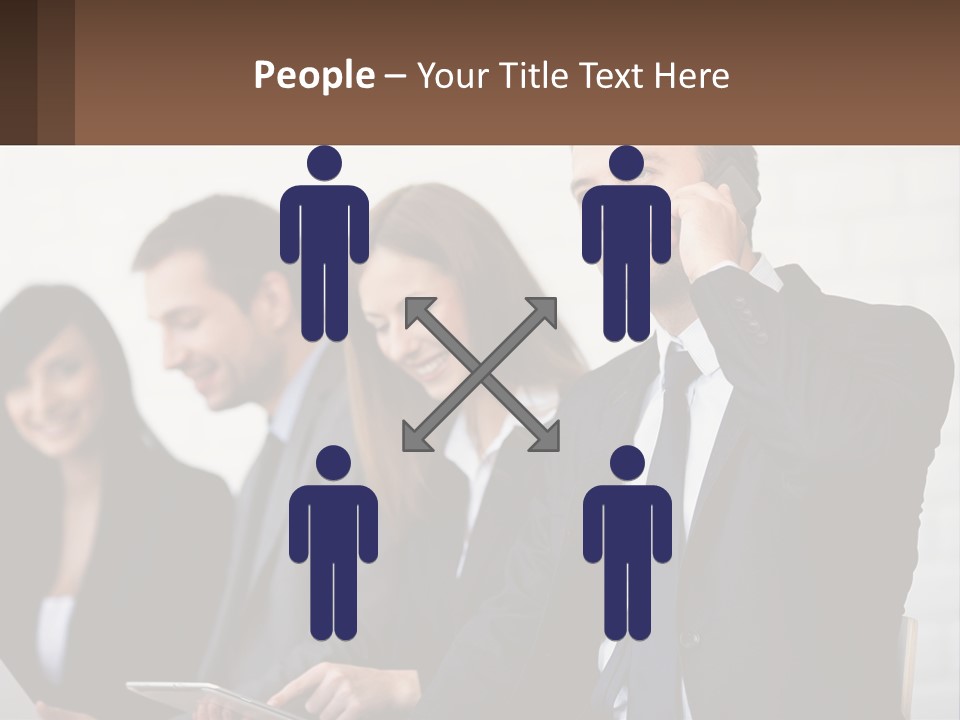 A Group Of People In Business Suits Are Talking On Their Cell Phones PowerPoint Template