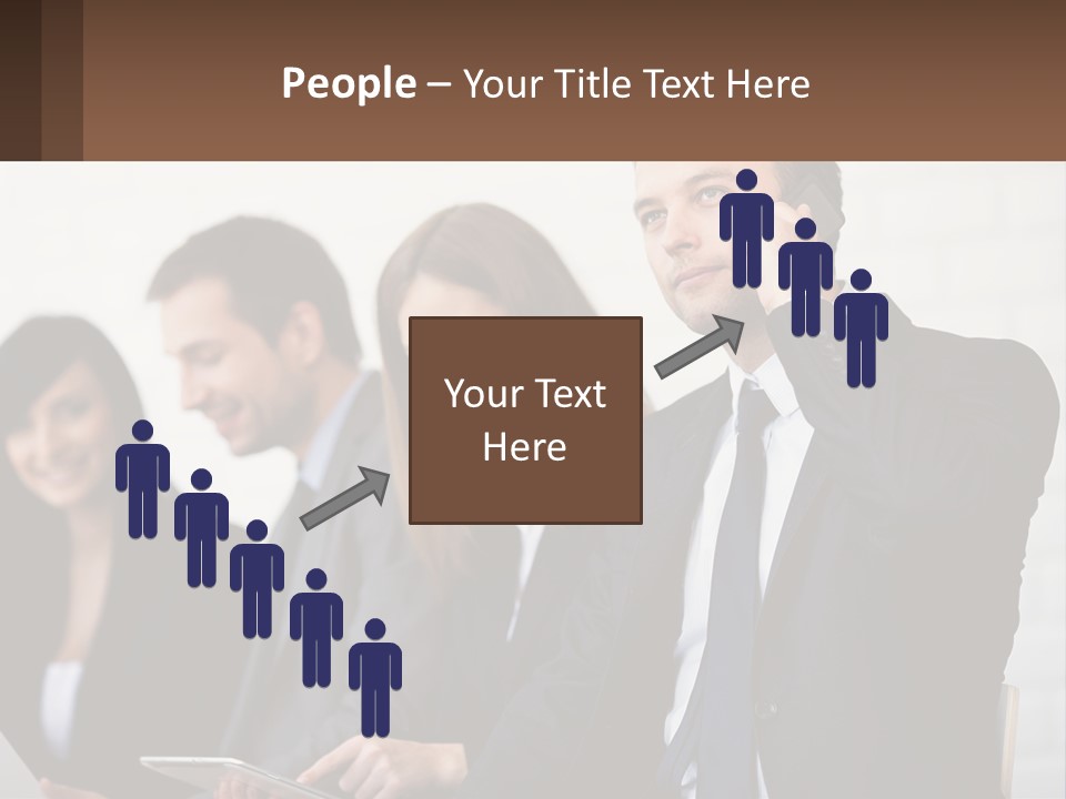 A Group Of People In Business Suits Are Talking On Their Cell Phones PowerPoint Template
