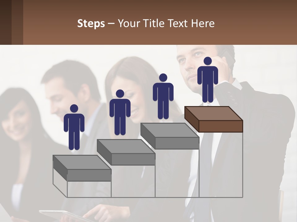 A Group Of People In Business Suits Are Talking On Their Cell Phones PowerPoint Template