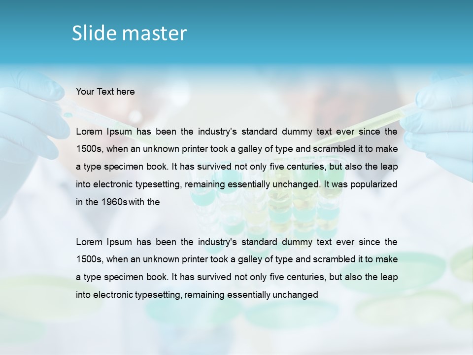 Two Men In Lab Coats Holding Test Tubes PowerPoint Template