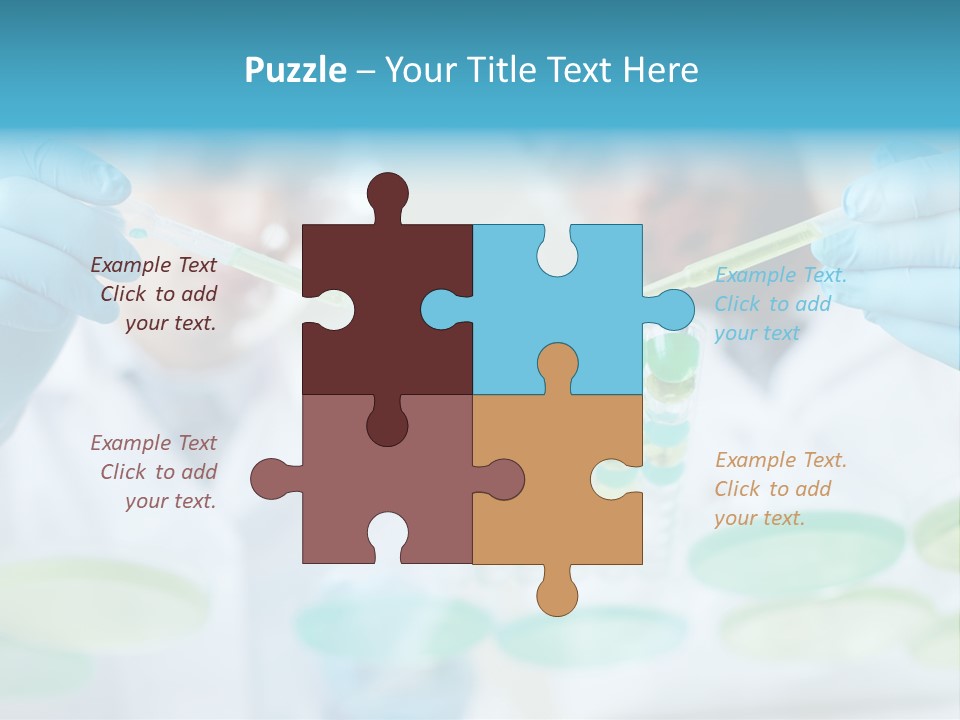 Two Men In Lab Coats Holding Test Tubes PowerPoint Template