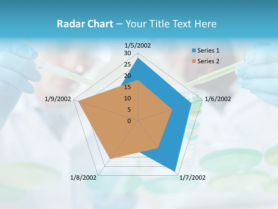 Two Men In Lab Coats Holding Test Tubes PowerPoint Template