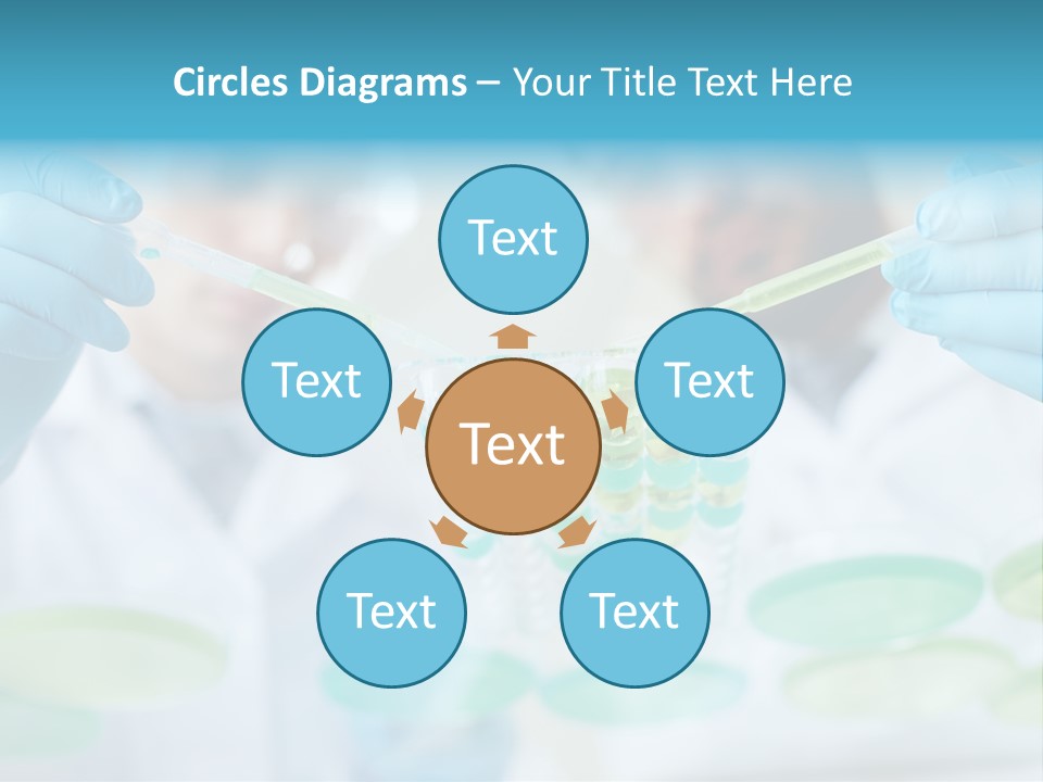 Two Men In Lab Coats Holding Test Tubes PowerPoint Template