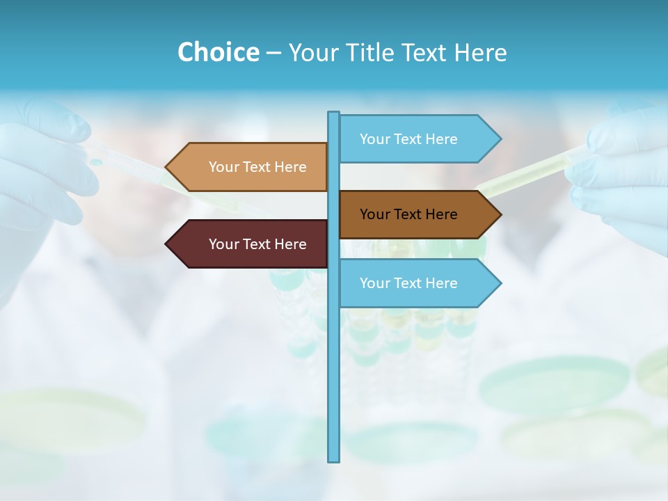Two Men In Lab Coats Holding Test Tubes PowerPoint Template