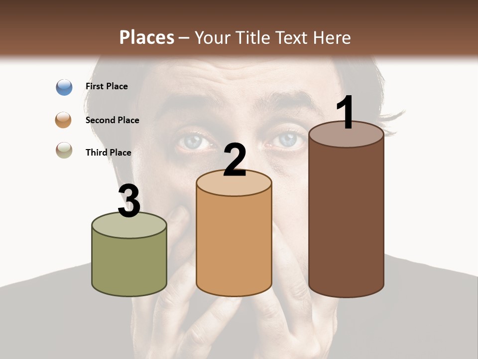 A Man In A Suit Covers His Mouth With His Hands PowerPoint Template