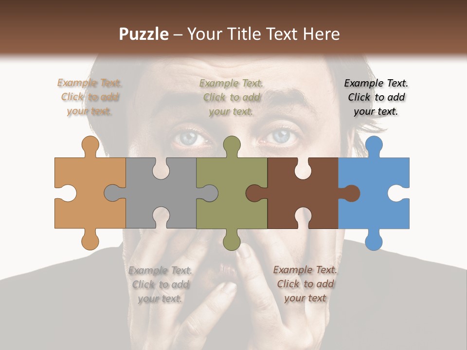 A Man In A Suit Covers His Mouth With His Hands PowerPoint Template