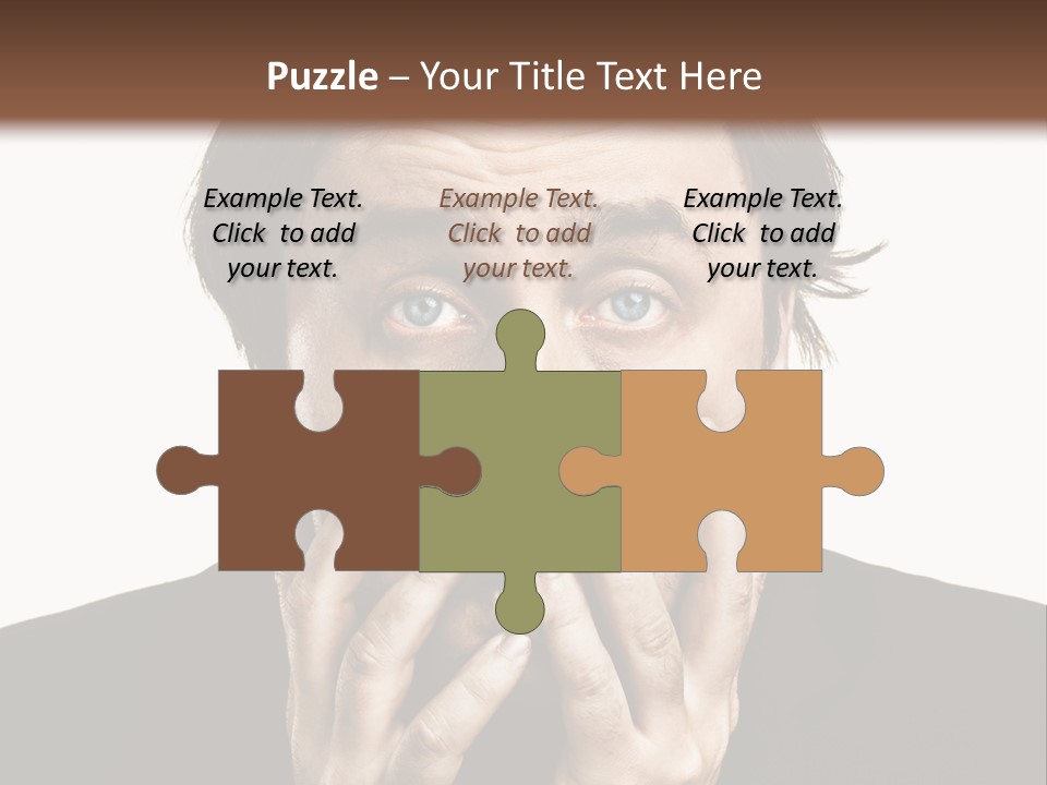 A Man In A Suit Covers His Mouth With His Hands PowerPoint Template