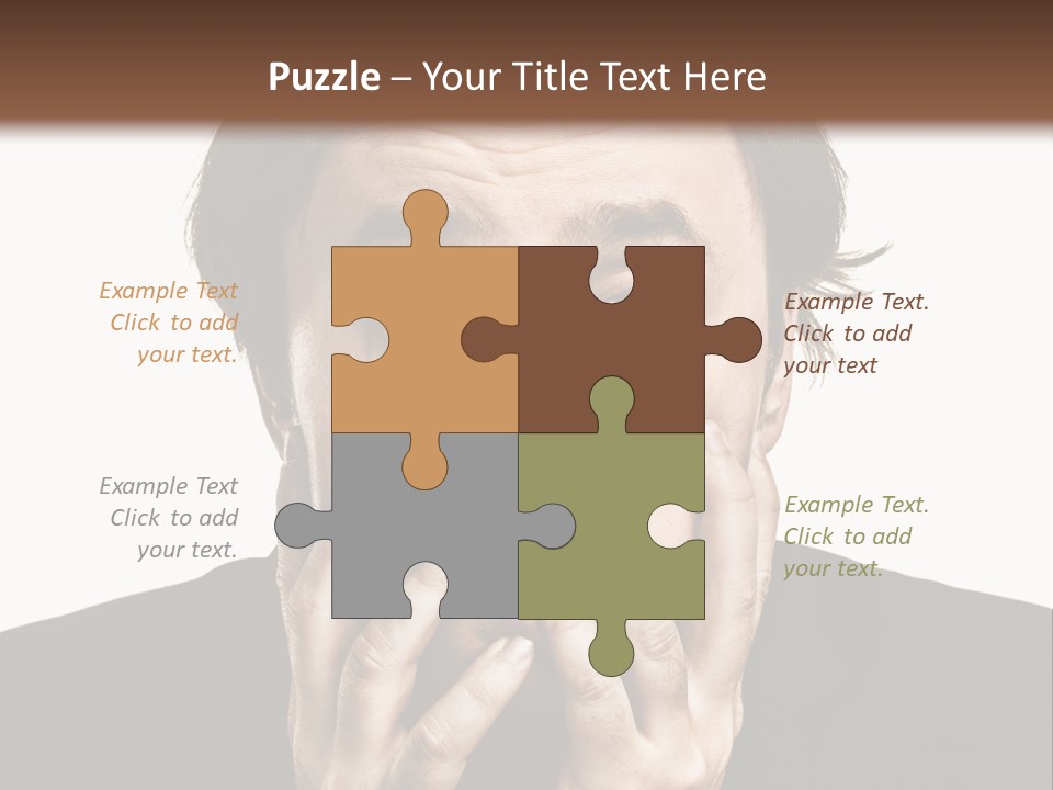 A Man In A Suit Covers His Mouth With His Hands PowerPoint Template