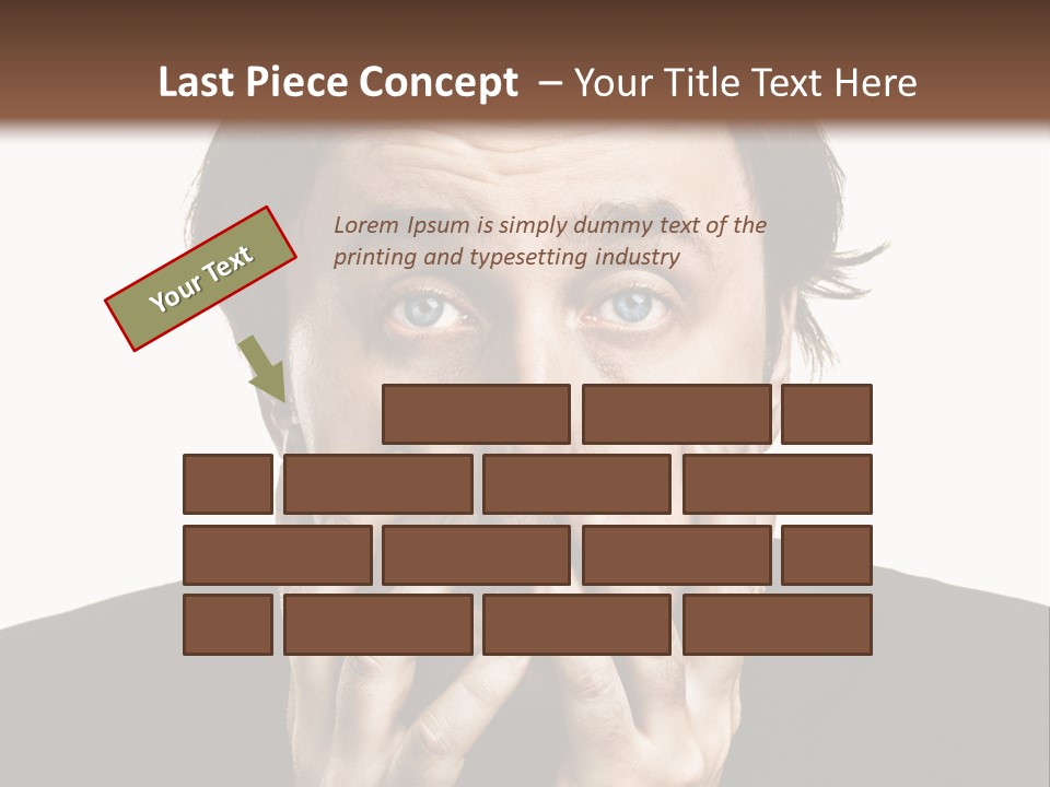 A Man In A Suit Covers His Mouth With His Hands PowerPoint Template