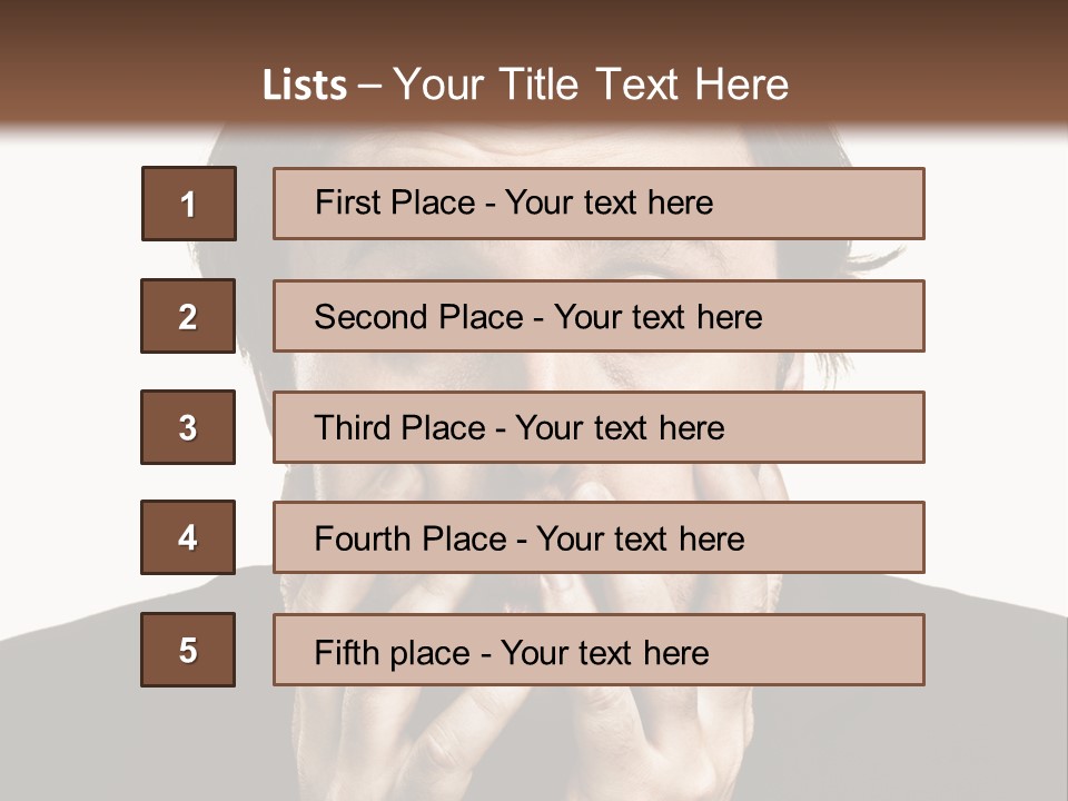 A Man In A Suit Covers His Mouth With His Hands PowerPoint Template