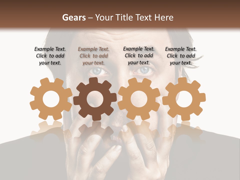 A Man In A Suit Covers His Mouth With His Hands PowerPoint Template