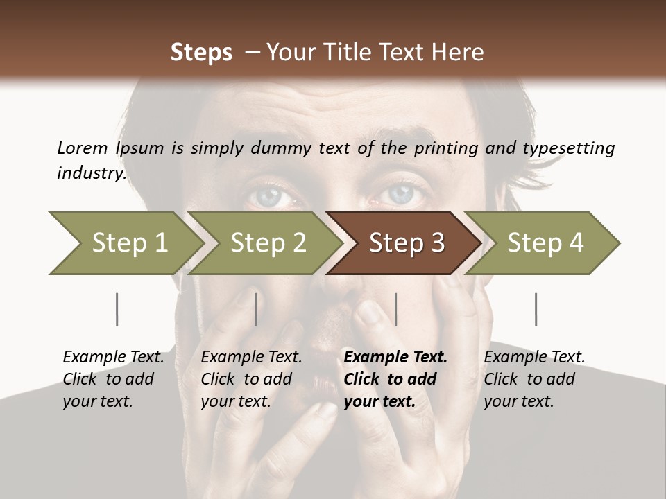 A Man In A Suit Covers His Mouth With His Hands PowerPoint Template