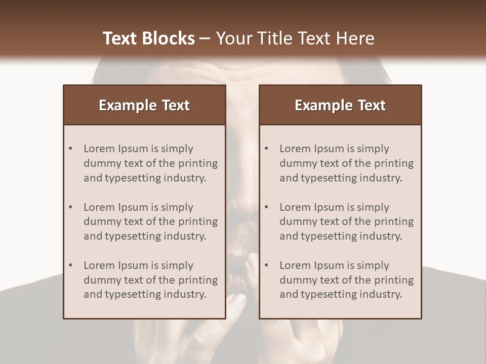 A Man In A Suit Covers His Mouth With His Hands PowerPoint Template