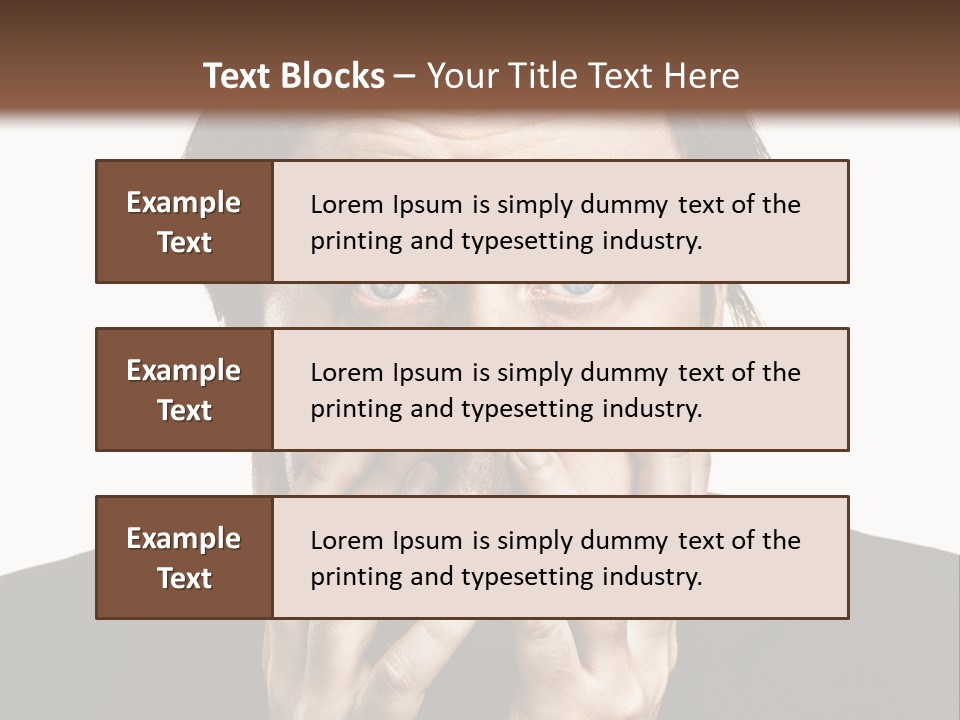 A Man In A Suit Covers His Mouth With His Hands PowerPoint Template