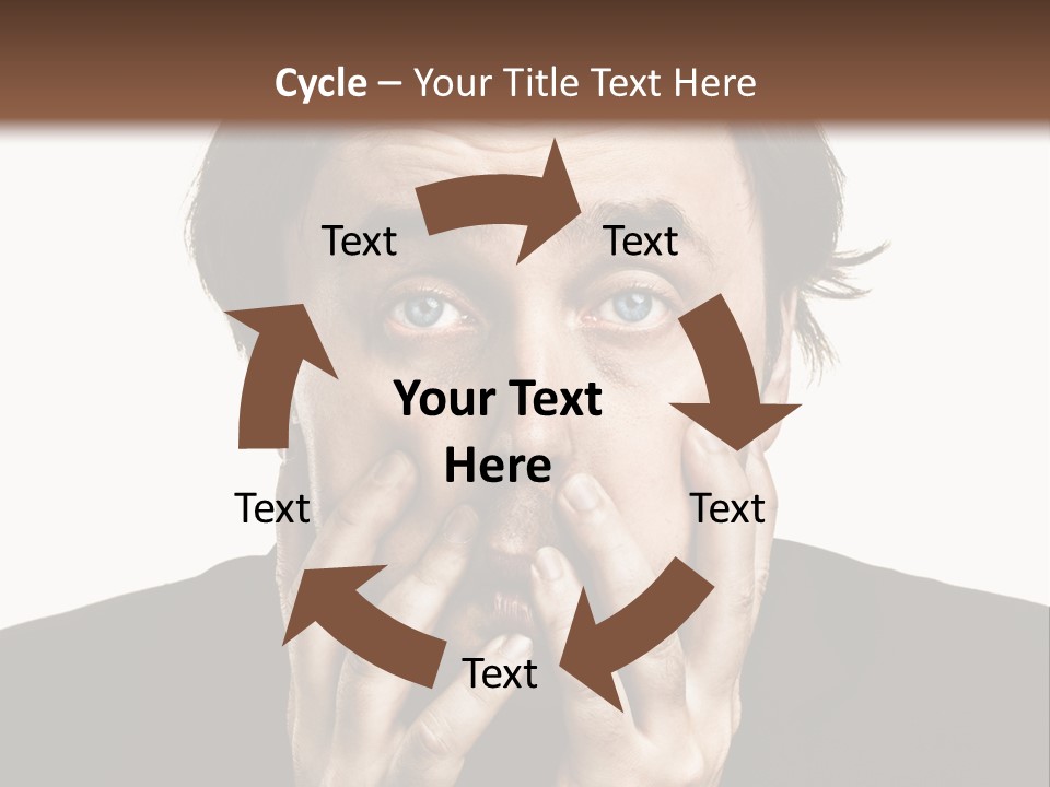 A Man In A Suit Covers His Mouth With His Hands PowerPoint Template