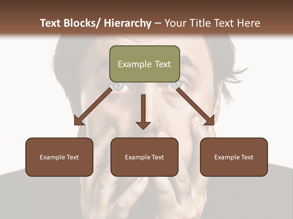 A Man In A Suit Covers His Mouth With His Hands PowerPoint Template