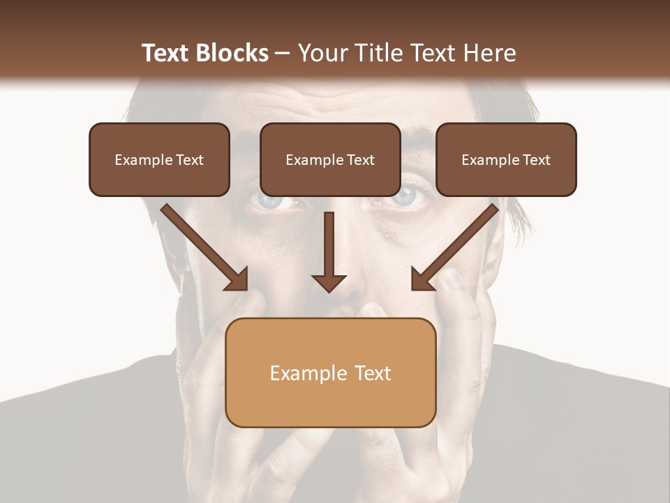 A Man In A Suit Covers His Mouth With His Hands PowerPoint Template