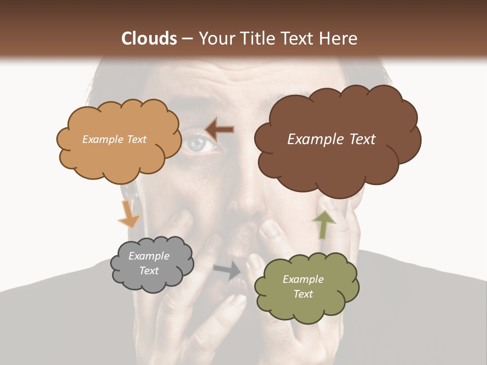 A Man In A Suit Covers His Mouth With His Hands PowerPoint Template