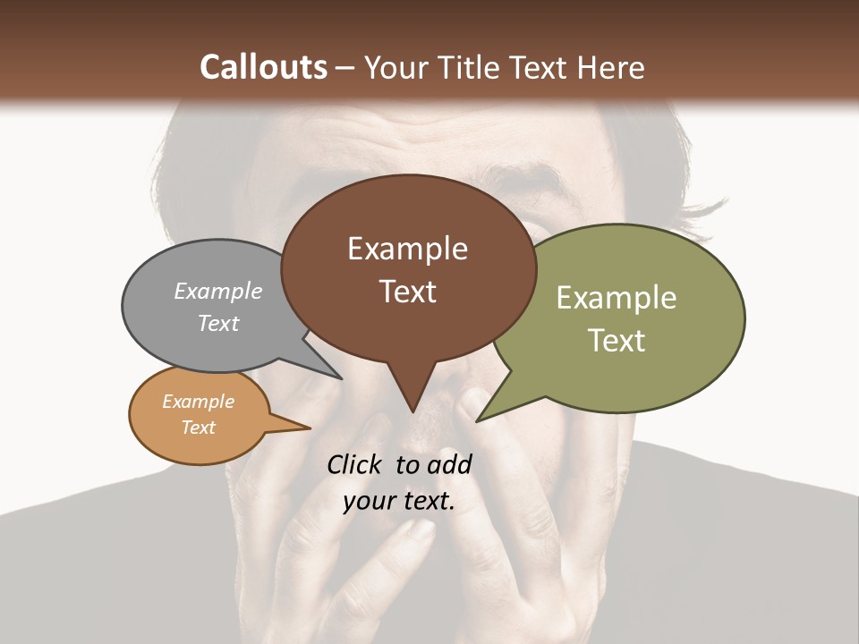 A Man In A Suit Covers His Mouth With His Hands PowerPoint Template