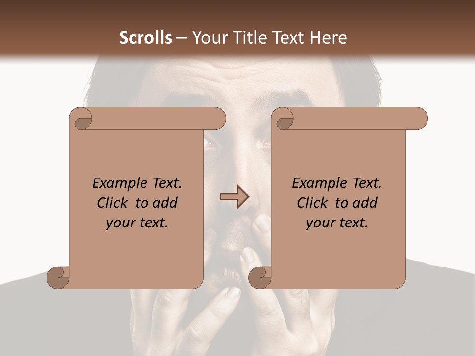 A Man In A Suit Covers His Mouth With His Hands PowerPoint Template