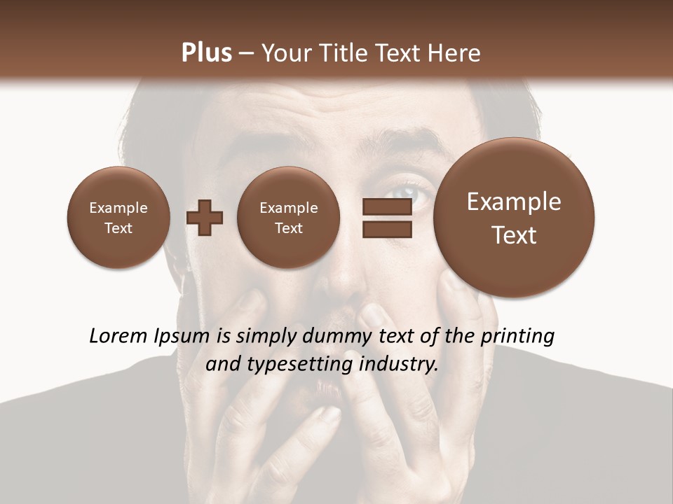 A Man In A Suit Covers His Mouth With His Hands PowerPoint Template