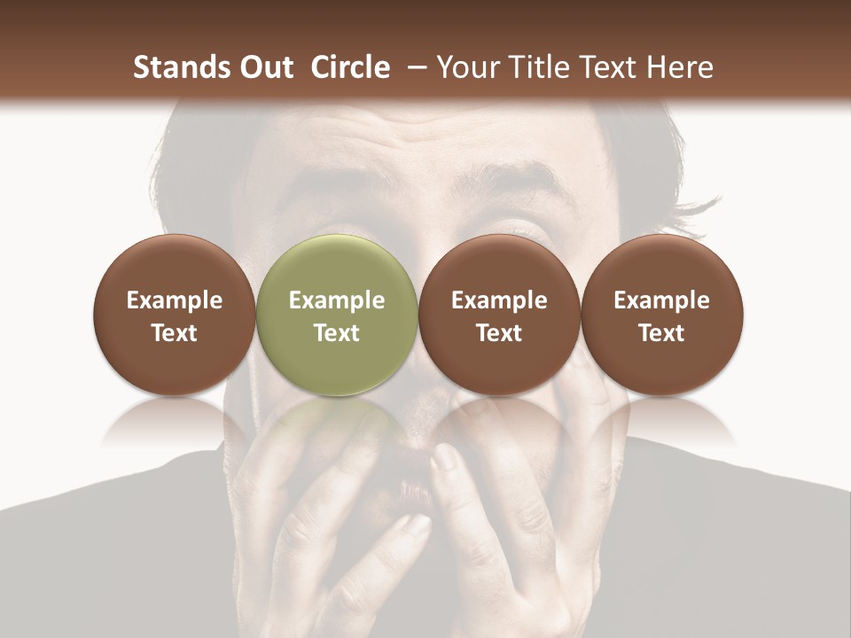 A Man In A Suit Covers His Mouth With His Hands PowerPoint Template