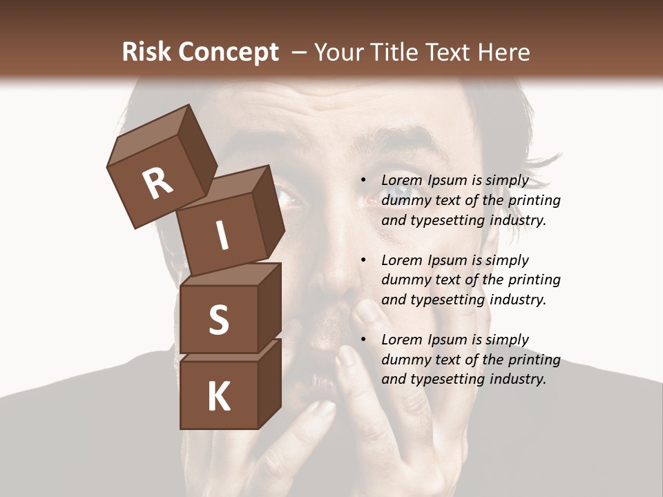 A Man In A Suit Covers His Mouth With His Hands PowerPoint Template