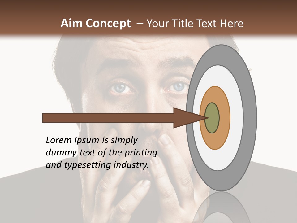 A Man In A Suit Covers His Mouth With His Hands PowerPoint Template