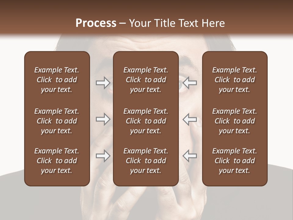 A Man In A Suit Covers His Mouth With His Hands PowerPoint Template