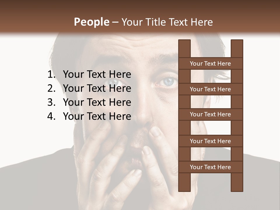 A Man In A Suit Covers His Mouth With His Hands PowerPoint Template