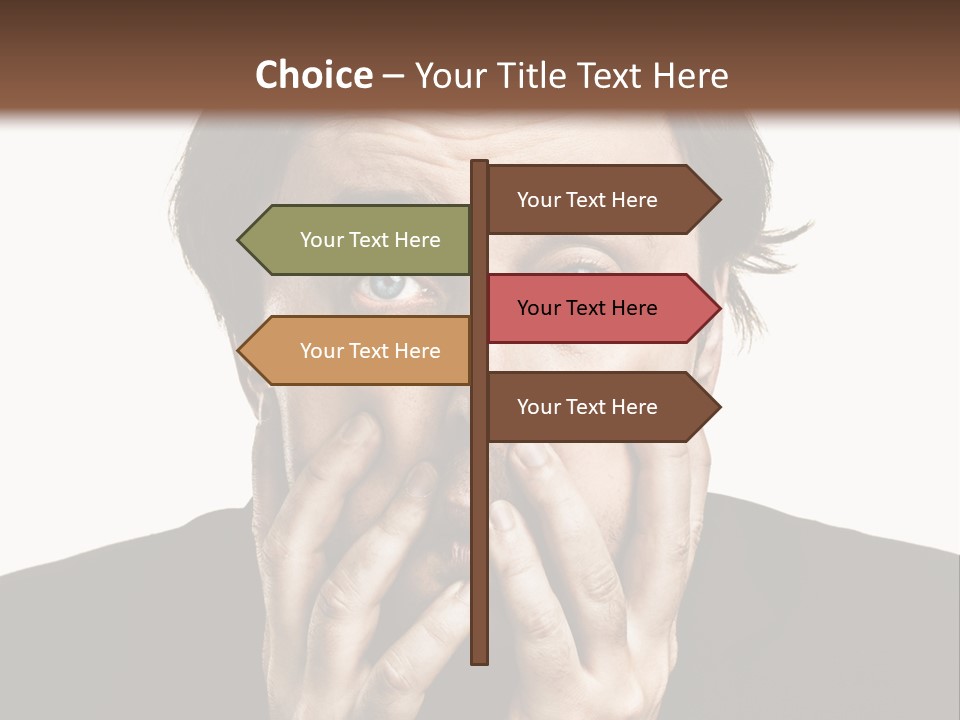 A Man In A Suit Covers His Mouth With His Hands PowerPoint Template