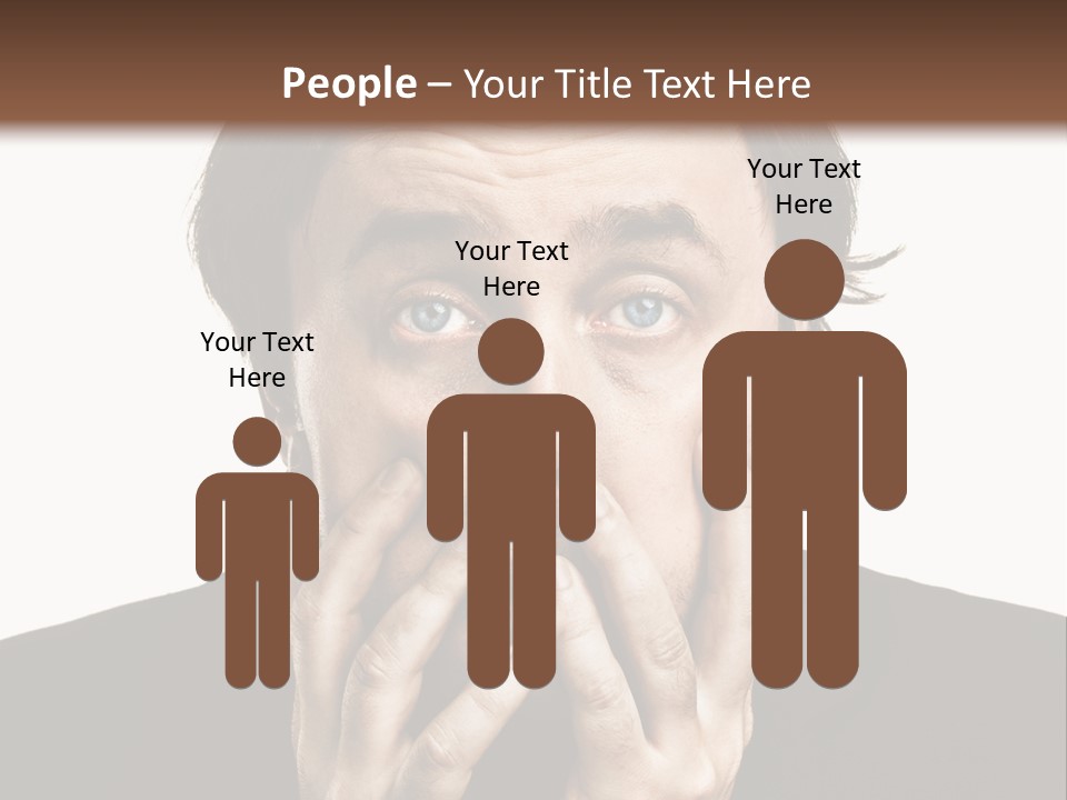 A Man In A Suit Covers His Mouth With His Hands PowerPoint Template