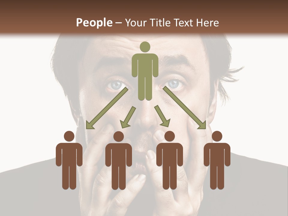 A Man In A Suit Covers His Mouth With His Hands PowerPoint Template