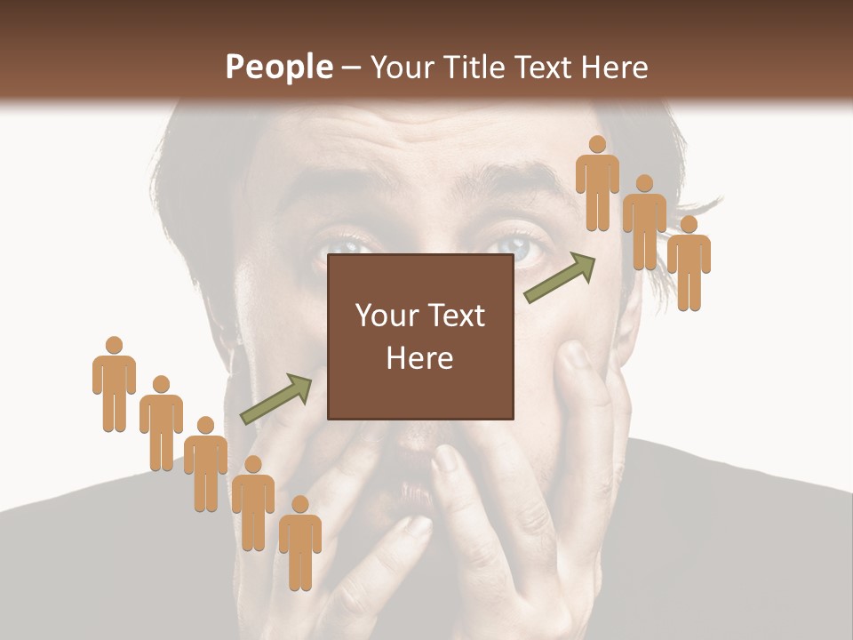 A Man In A Suit Covers His Mouth With His Hands PowerPoint Template