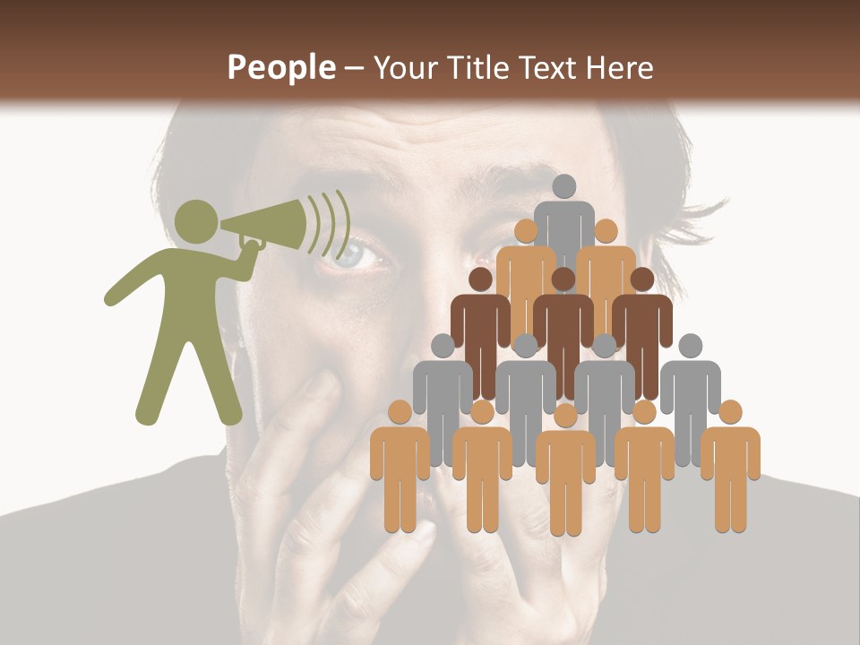 A Man In A Suit Covers His Mouth With His Hands PowerPoint Template